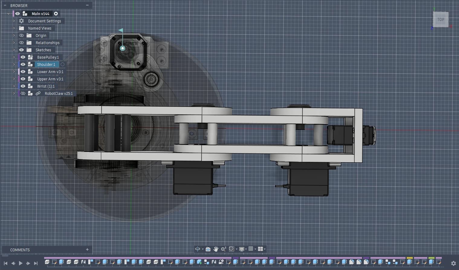 Robot Arm-Fusion-ArmLinks Fusion screenshot of the robot arm links.